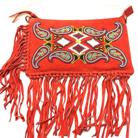 SUEDE FRINGE CLUTCH/CROSS BODY HANDBAG. - Picture 9 of 11